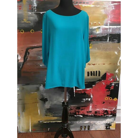Violet & Claire Teal 3/4 Sleeves Tunic Blouse Size M - Picture 12 of 12